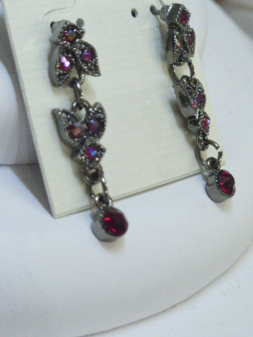 NWT Vintage Gothic Red Rhinestone Choker Necklace Earring Set Original Packaging
